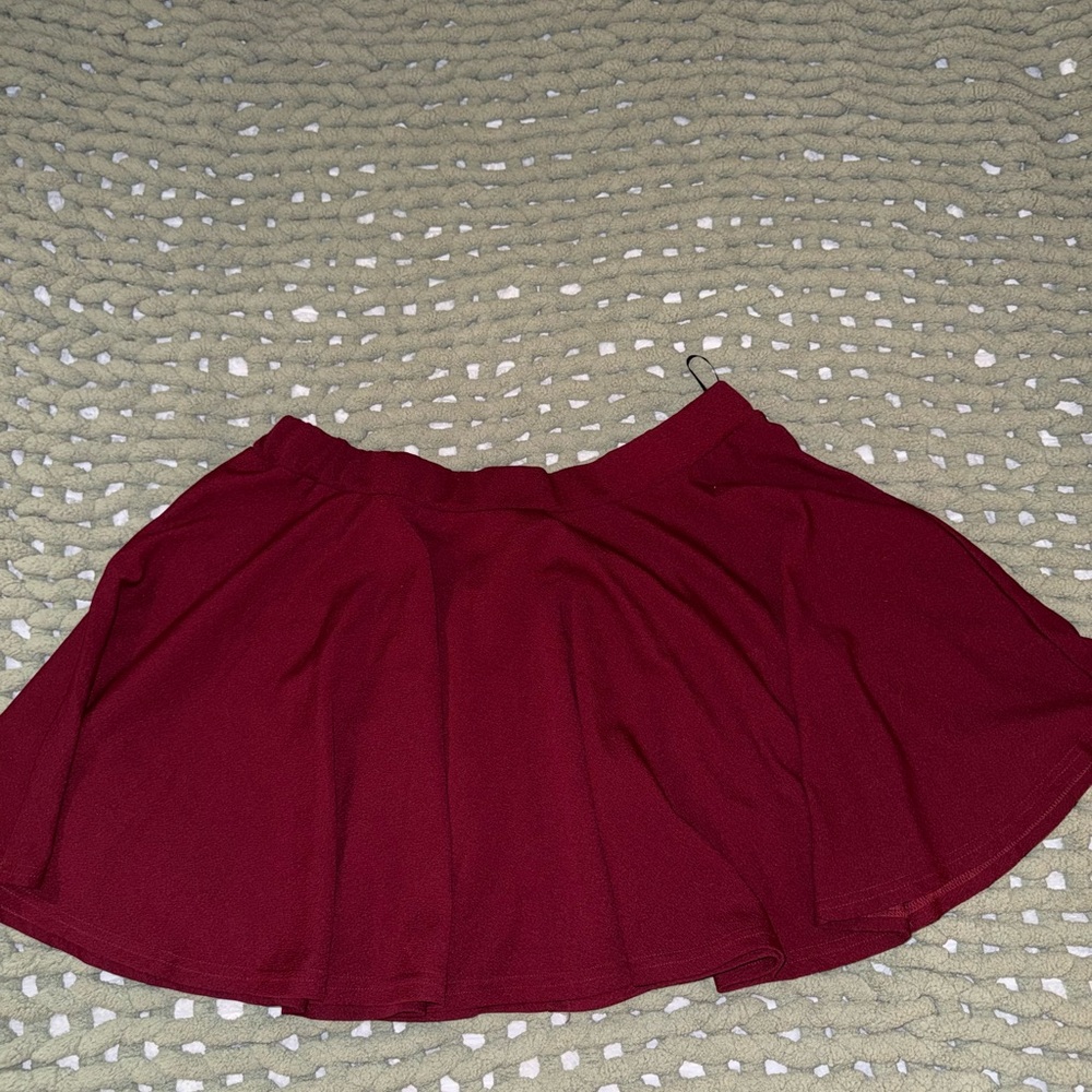 Plus Size Burgundy Skater Skirt